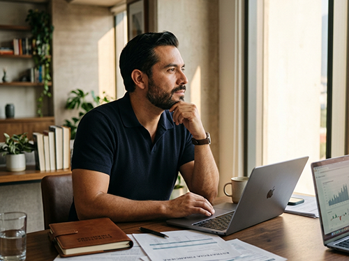 Hombre trabajando en laptop